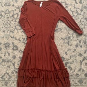 Burnt Orange Ruffle Dress